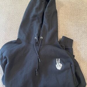 Black Hoodie with Skeleton Peace Sign